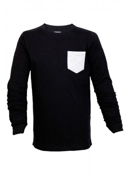 Youth Long Sleeve with contrast front Pocket Crew Neck Tee